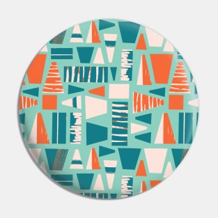 Textured Shapes Collage Teal Orange Pin