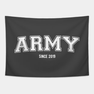 BTS Bangtan ARMY since 2019 varsity college text | Morcaworks Tapestry