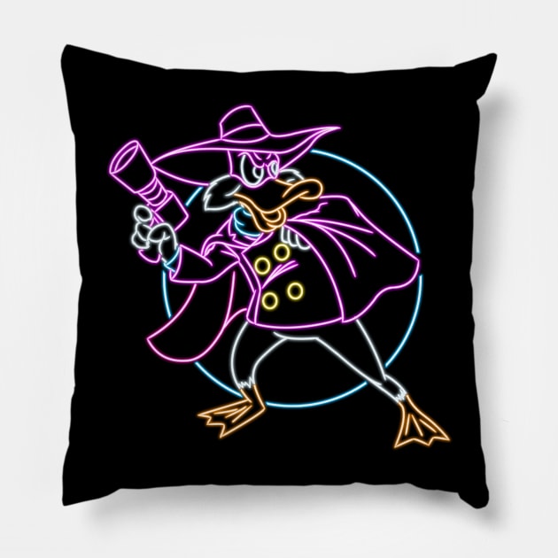 Darkwing neon Pillow by AlanSchell76