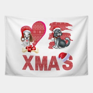 XMAS SANTA CAT DOG PACK 3 STICKER Tapestry