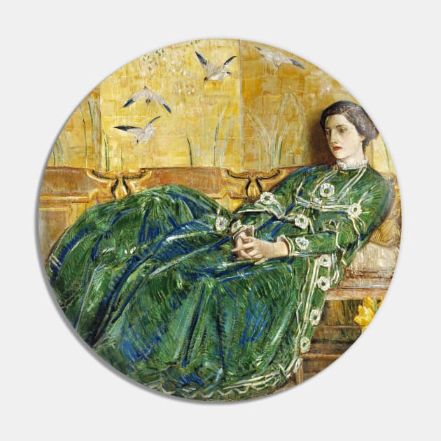 April - (The Green Gown) by Childe Hassam Pin by Classic Art Stall