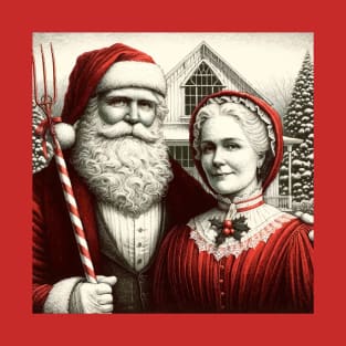 Polar Gothic: Santa & Mrs. Claus' Homestead Portrait T-Shirt