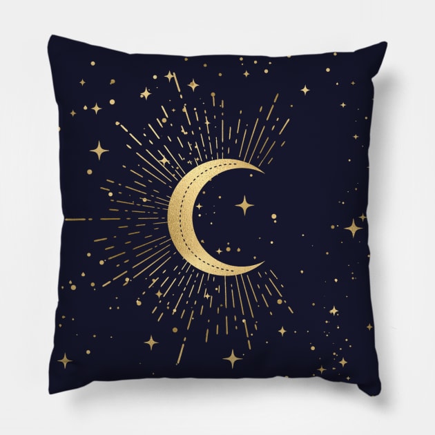 Moon starry sky gift Pillow by Bianka