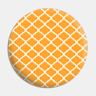 Bright Orange White Quatrefoil Lattice Pattern Pin