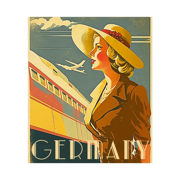 Germany Woman Vintage Travel Art Poster by OldTravelArt
