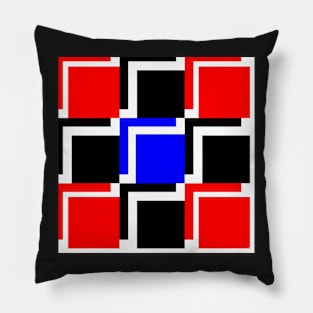 Red, black and blue squares Pillow