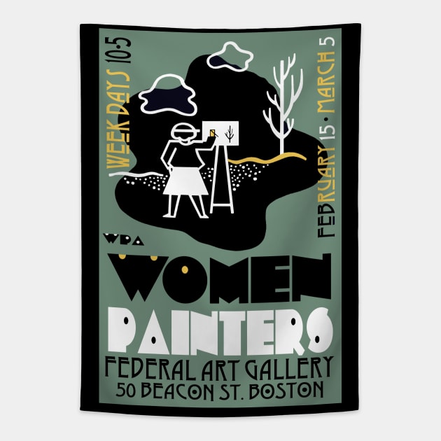 WPA Women Painters Design Tapestry by headrubble