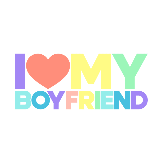 I Love My Boyfriend Red Hearts Love Couple (Rainbow) by Luluca Shirts