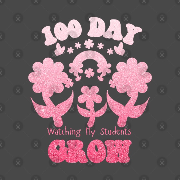 Happy 100th Day Of School,100th day of brighter, 100 days wiser, 100 days sharper, groovy retro leopard by Emouran