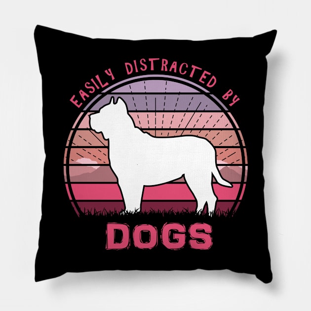 Easily Distracted By Pitbull Dogs Pillow by Nerd_art