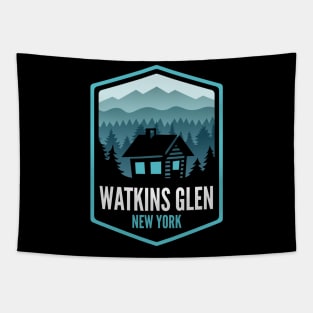 Watkins Glen New York Mountain Town Cabin Tapestry
