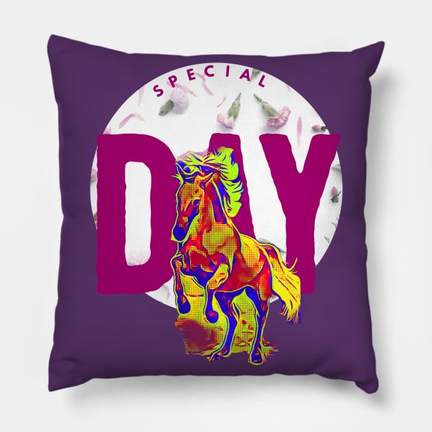 Special Day (warm horse) Pillow by PersianFMts