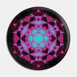 Retro Mandala Flower Blue Purple and Black Pin