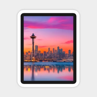 Seattle Sunset Skyline Magnet