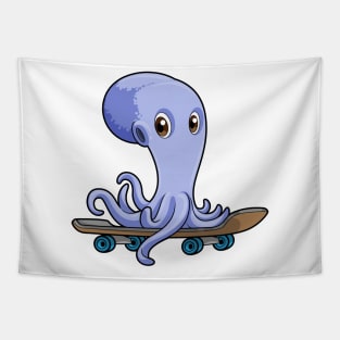 Octopus as Skater with Skateboard Tapestry