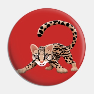 Cute ocelot cartoon illustration Pin