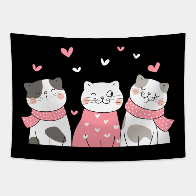 Three Cats Three Moods Tapestry by hsayn.bara