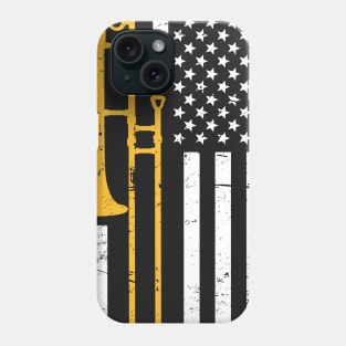 United States Flag & Marching Band Trombone Phone Case