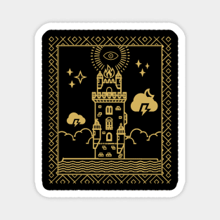 Tarot Card - The Tower - Gold Magnet