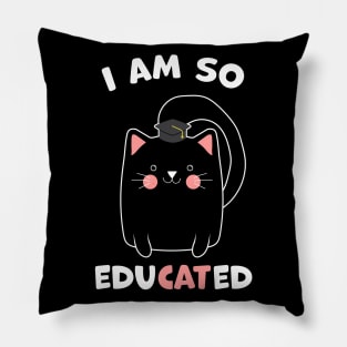 Black Cat Graduation Gift Cat Lover Pillow