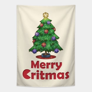 Merry Critmas D20 Dice Christmas Tree Tapestry