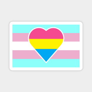 Transgender Pride Flag with Pansexual/Panromantic Heart Magnet