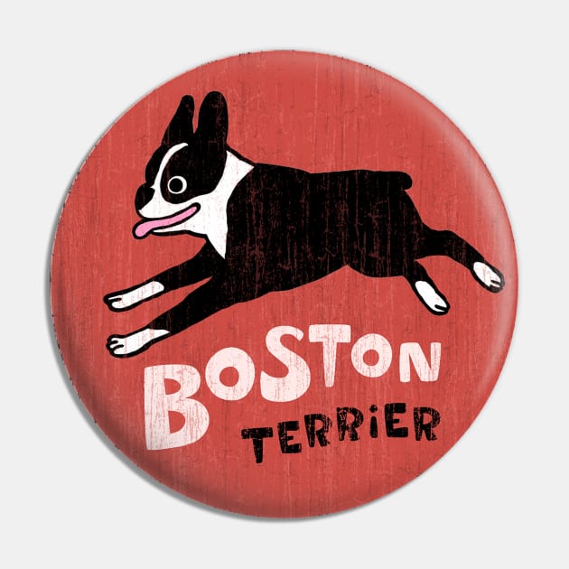 Boston Terrier | Cool Cartoon Dog Retro Style Pin by Coffee Squirrel