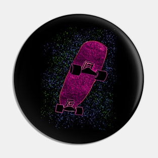 Neon Pink Skateboard Green Blue Dots Pin