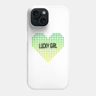 Lucky Girl Pixel Gradient Heart Phone Case