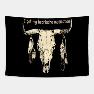 I Got My Heartache Medication Bull Skull Country Music Lyrics Tapestry