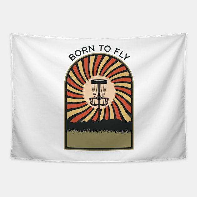 Born To Fly | Disc Golf Vintage Retro Arch Mountains Tapestry by KlehmInTime