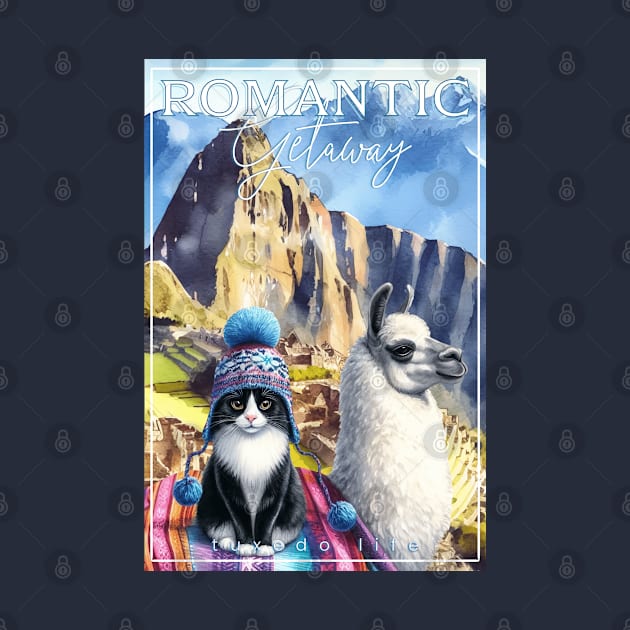 Romantic Andes Getaway Cat Tuxedo Life 3AT by catsloveart