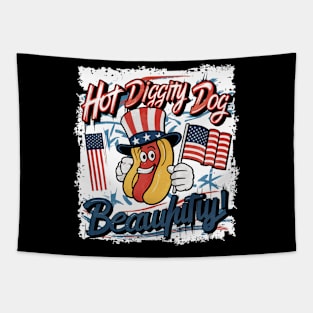 Hot Diggity Dog I Love The USA Patriotic Hot-Dog 4th of July Tapestry