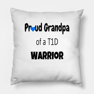 Proud Grandpa Black Text Blue Heart Pillow