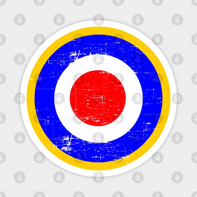 Mod target roundel blue with yellow ring distressed Magnet by Lefteris