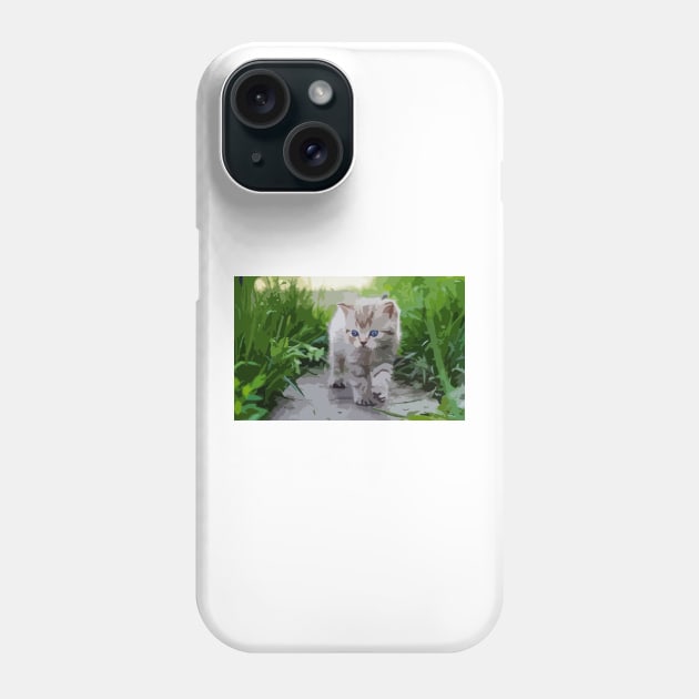 American Shorthair Kitten Digital Painting Phone Case by gktb