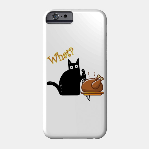 Funny Murderous Cat Holding Knife Eating Thanksgiving Turkey