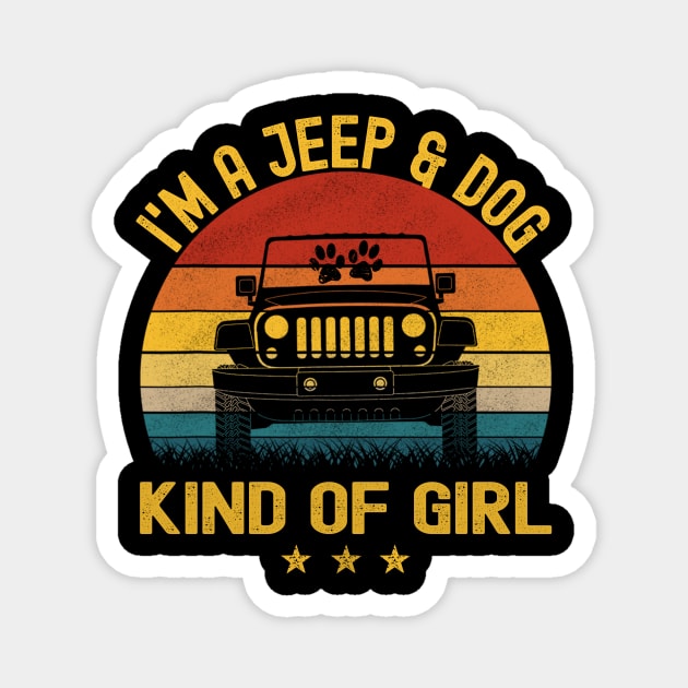 I'm A Jeep And Dog Kind Of Girl Vintage Jeep Jeeps Lover Magnet by Jane Sky