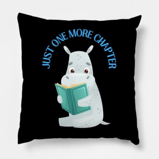 Hippo reading book Just one more chapter I Love Books Bookoholic Pillow