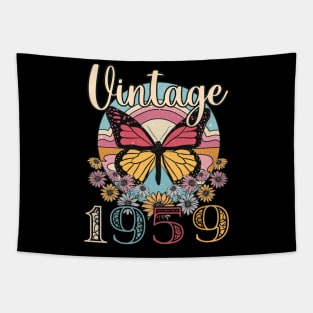 Floral Butterfly Retro Vintage 1959 64th Birthday Tapestry