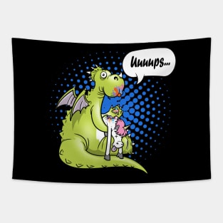 Funny Dragon Unicorn Fairy Tale Tapestry