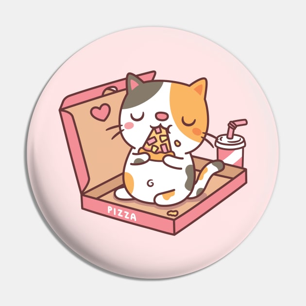 Cute Calico Cat Eating Pizza In Pizza Box Funny Pin by rustydoodle