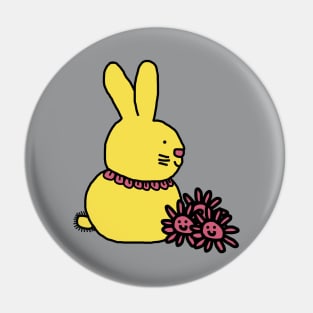 Illuminating Easter Bunny with Flowers Pin