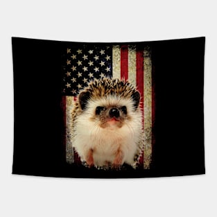 American USA Flag Hedgehog Love, Stylish Tee for Animal Admirers Tapestry