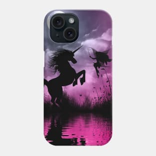 Wonderful unicorn with cute fairy in the night Phone Case