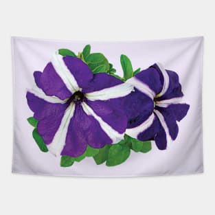 Petunias - Two Purple and White Petunias Tapestry