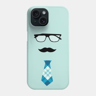 Teal glasses mustache and tie father Phone Case