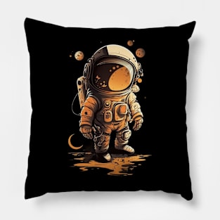 CHIBI STARING ASTRONAUT IN OUTERSPACE WITH PLANETS Pillow