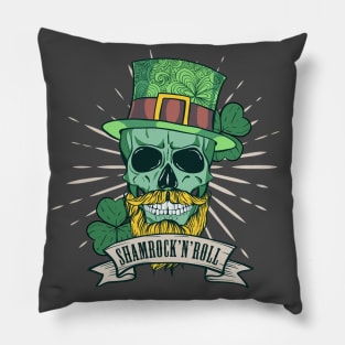 Shamrock N’ Roll St. Patrick's skull Pillow