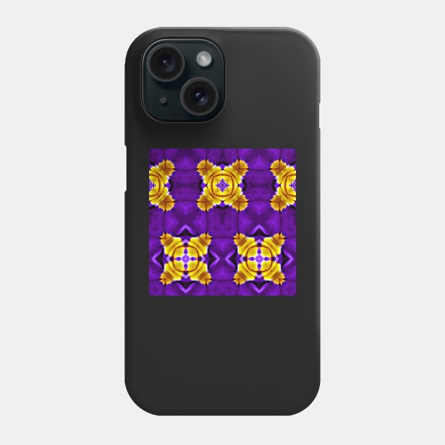 Royal Purple Violet Primrose With Gold Pattern 12 Phone Case by BubbleMench